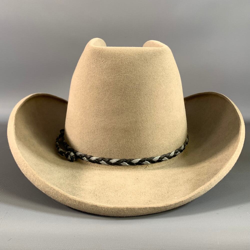 STETSON Size 7.5 Beige Woven Trim Cowboy hat